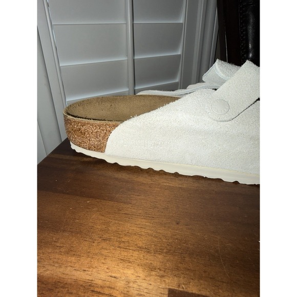 NWT Birkenstock Boston Antique White Suede Leather Clogs Size 46 US 13 Mules - Picture 6 of 8